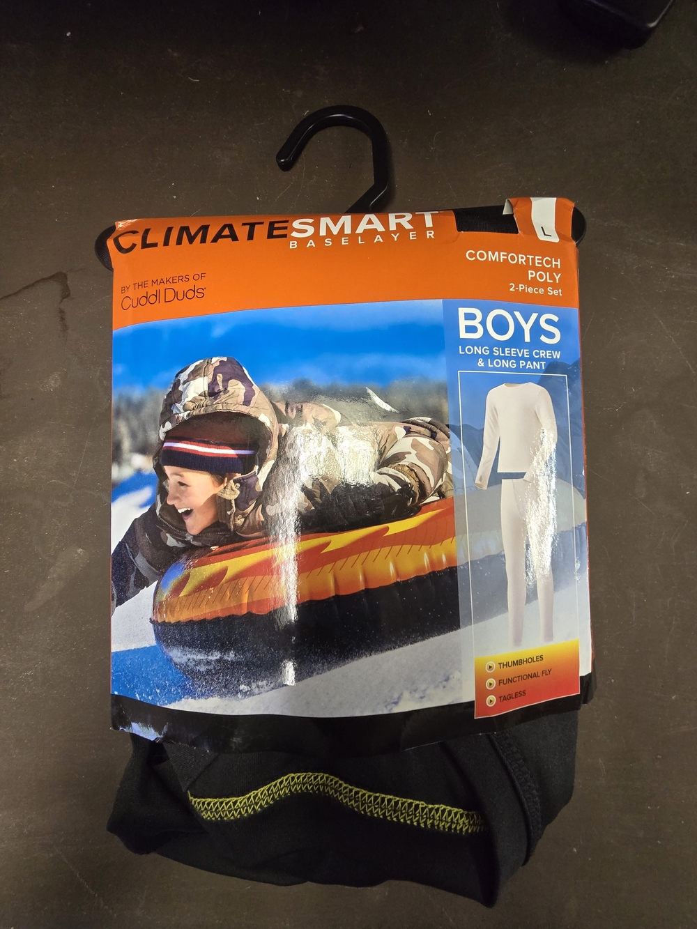 ClimateSmart Boys Baselayer Set - Black with Yellow Stitching